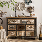 Vintage Carved Cabinet with Intricate Patterned Drawers – Elegant Storage Solution hdst-4235