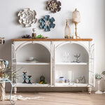 Elegant Pine and Glass Cabinet with Arch Design - Perfect for Living Room Display hdst-4236