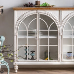 Elegant Pine and Glass Cabinet with Arch Design - Perfect for Living Room Display hdst-4236