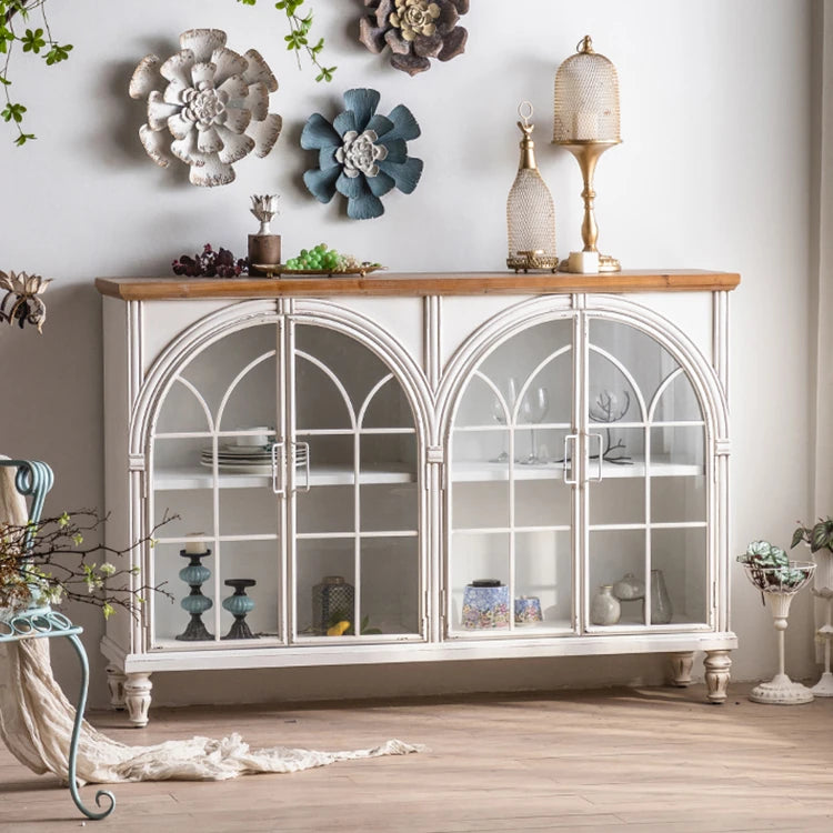 Elegant Pine and Glass Bedside Cupboard - Vintage Style with Ample Storage hdst-4237