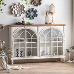 Elegant Pine and Glass Bedside Cupboard - Vintage Style with Ample Storage hdst-4237