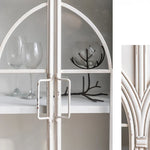 Elegant Pine and Glass TV Cabinet with Arched Design | Stylish Living Room Storage hdst-4238