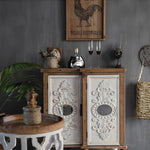 Vintage Charm Cabinet with Intricate Carvings - Chinese Fir and Density Board Design hdst-4255