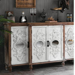 Vintage Charm Cabinet with Intricate Carvings - Chinese Fir and Density Board Design hdst-4255