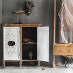 Vintage Charm Cabinet with Intricate Carvings - Chinese Fir and Density Board Design hdst-4255