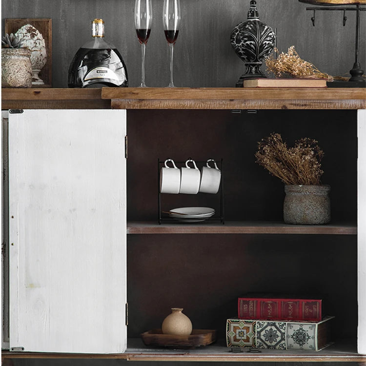 Vintage Charm Cabinet with Intricate Carvings - Chinese Fir and Density Board Design hdst-4255