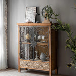 Vintage-Inspired Solid Wood Cabinet with Glass Doors – Elegant Storage Solution for Your Home hdst-4256
