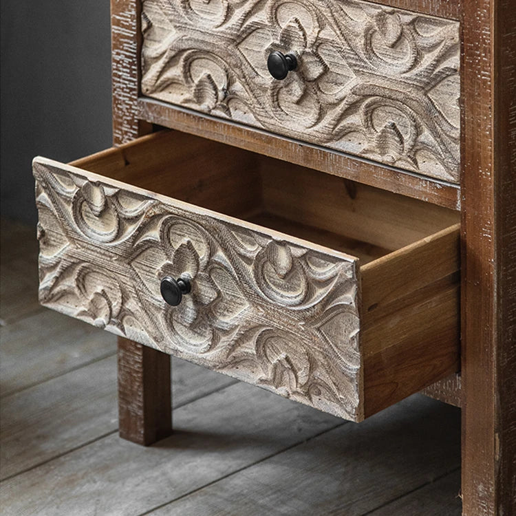 Vintage-Inspired Solid Wood Cabinet with Glass Doors – Elegant Storage Solution for Your Home hdst-4256