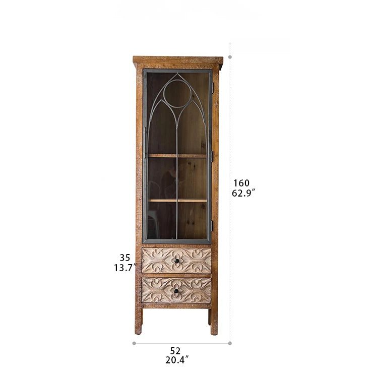 Vintage-Inspired Solid Wood Cabinet with Glass Doors – Elegant Storage Solution for Your Home hdst-4256
