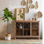 Vintage-Style Cabinet with Chinese Fir and Glass Doors - Elegant Storage Solution hdst-4300