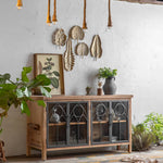 Vintage-Style Cabinet with Chinese Fir and Glass Doors - Elegant Storage Solution hdst-4300