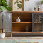 Vintage-Style Cabinet with Chinese Fir and Glass Doors - Elegant Storage Solution hdst-4300