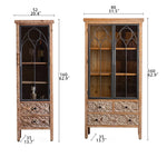 Vintage-Style Cabinet with Chinese Fir and Glass Doors - Elegant Storage Solution hdst-4300