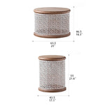 Round Pine Tea Table with Intricate Carved Design - Stylish and Elegant Centerpiece hdst-4301