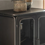 Rustic Chinese Fir and Glass Cabinet with Drawers - Stylish Storage Solution hdst-4302