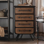 Rustic Chinese Fir and Glass Cabinet with Drawers - Stylish Storage Solution hdst-4302
