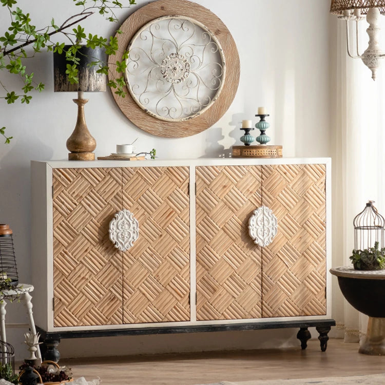 Stylish Chinese Fir Cabinet with Intricate Pattern Design for Elegant Living Spaces hdst-4304