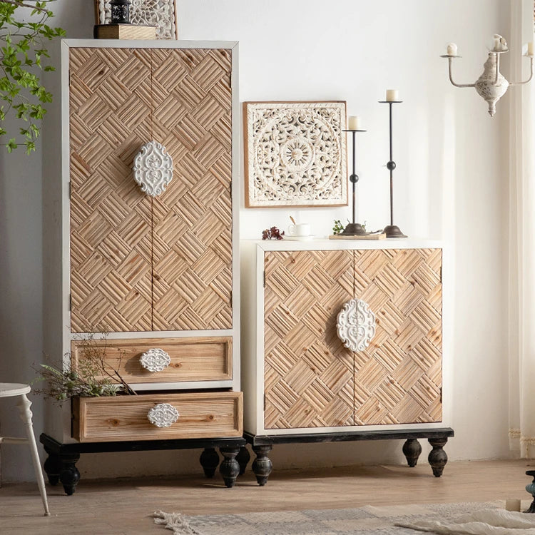 Stylish Chinese Fir Cabinet with Intricate Pattern Design for Elegant Living Spaces hdst-4304