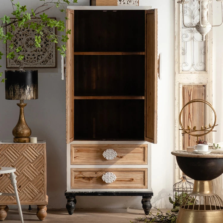 Stylish Chinese Fir Cabinet with Intricate Pattern Design for Elegant Living Spaces hdst-4304