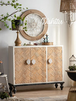 Modern Bedside Cupboard with Elegant Woven Design - Chinese Fir and Density Board Construction hdst-4305