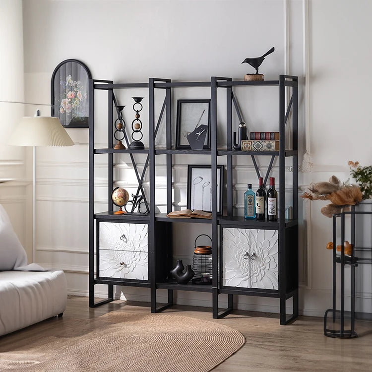 Stylish Black Density Board Storage Rack - Modern Shelving for Home & Office hdst-4306