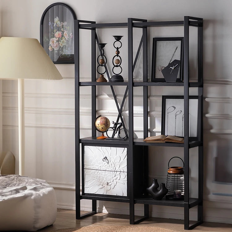 Stylish Black Density Board Storage Rack - Modern Shelving for Home & Office hdst-4306
