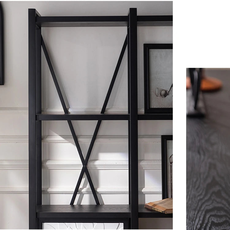 Stylish Black Density Board Storage Rack - Modern Shelving for Home & Office hdst-4306