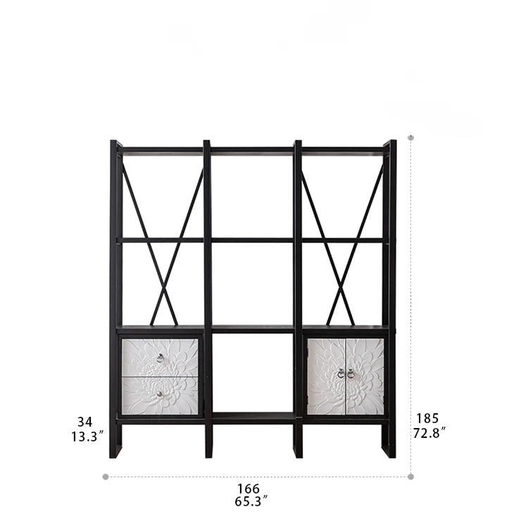 Stylish Black Density Board Storage Rack - Modern Shelving for Home & Office hdst-4306