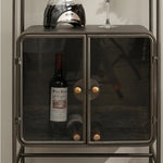 Sleek Pine and Glass Cabinet with Wine Rack and Display Shelves hdst-4308