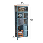 Vintage Industrial Solid Wood Cabinet with Glass Doors - Stylish Storage Solution for Home and Office Decor hdst-4312