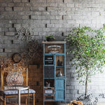 Vintage Industrial Solid Wood Cabinet with Glass Doors - Stylish Storage Solution for Home and Office Decor hdst-4312