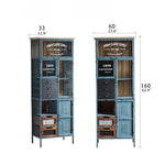 Vintage Industrial Solid Wood Cabinet with Glass Doors - Stylish Storage Solution for Home and Office Decor hdst-4312