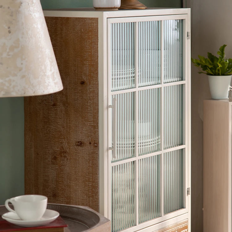 Stylish Display Cabinet with Chinese Fir and Glass Doors - Elegant Storage Solution with Intricate Detailing hdst-4314