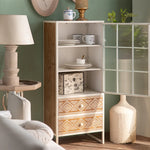 Stylish Display Cabinet with Chinese Fir and Glass Doors - Elegant Storage Solution with Intricate Detailing hdst-4314