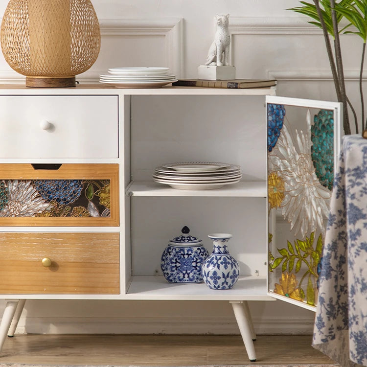 Stylish Chinese Fir Cabinet with Tempered Glass Doors - Modern Accent Storage Unit hdst-4322