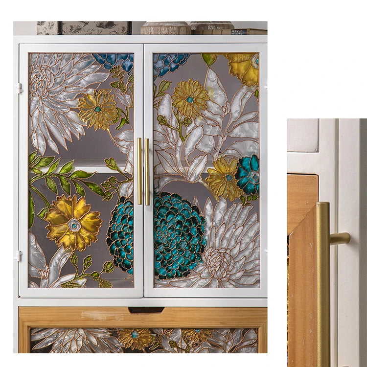 Stylish Chinese Fir Cabinet with Tempered Glass Doors - Modern Accent Storage Unit hdst-4322