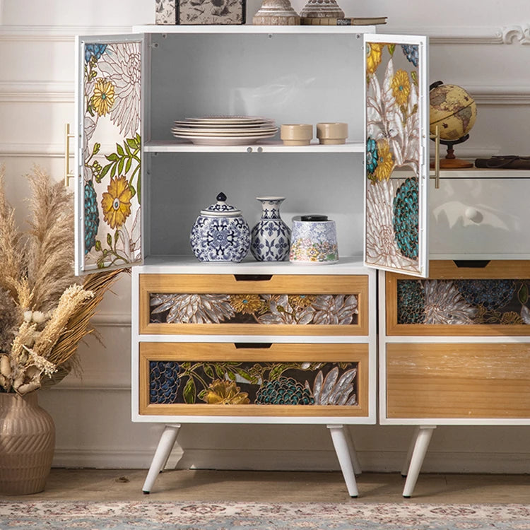 Stylish Chinese Fir Cabinet with Tempered Glass Doors - Modern Accent Storage Unit hdst-4322