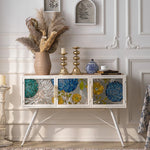 Stylish Chinese Fir Cabinet with Tempered Glass Doors - Modern Accent Storage Unit hdst-4322