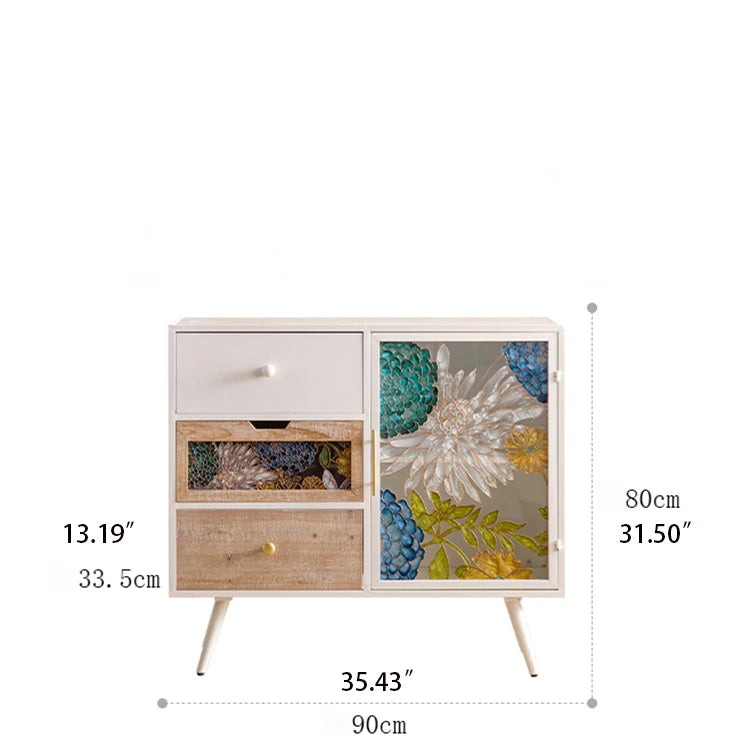 Stylish Chinese Fir Cabinet with Tempered Glass Doors - Modern Accent Storage Unit hdst-4322