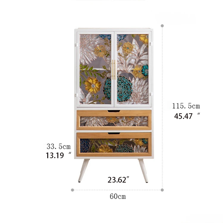 Stylish Chinese Fir Cabinet with Tempered Glass Doors - Modern Accent Storage Unit hdst-4322