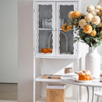 Vintage-Inspired White Cabinet with Tempered Glass Doors - Elegant Home Display and Storage Solution hdst-4325