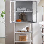 Vintage-Inspired White Cabinet with Tempered Glass Doors - Elegant Home Display and Storage Solution hdst-4325