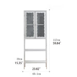 Vintage-Inspired White Cabinet with Tempered Glass Doors - Elegant Home Display and Storage Solution hdst-4325