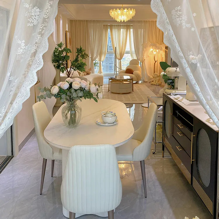 Modern Oval Marble Dining Table - Elegant Design for Chic Interiors hfcjp-4001