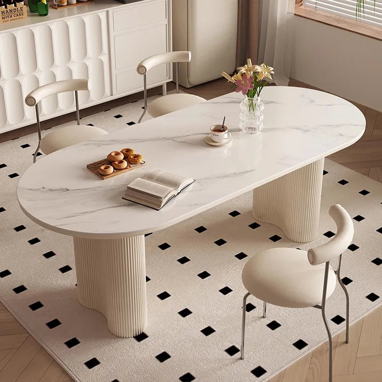 Modern Oval Marble Dining Table - Elegant Design for Chic Interiors hfcjp-4001