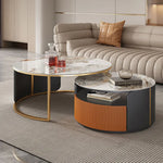 Elegant Marble Coffee Table Set with Sleek Gold Accents - Modern Living Room Centerpiece hfcjp-4011
