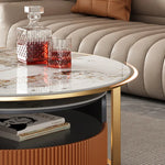 Elegant Marble Coffee Table Set with Sleek Gold Accents - Modern Living Room Centerpiece hfcjp-4011