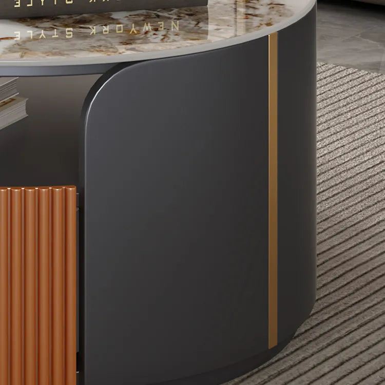 Elegant Marble Coffee Table Set with Sleek Gold Accents - Modern Living Room Centerpiece hfcjp-4011