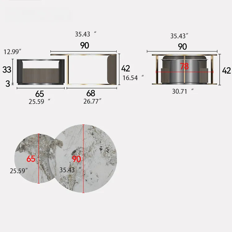 Elegant Marble Coffee Table Set with Sleek Gold Accents - Modern Living Room Centerpiece hfcjp-4011