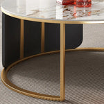 Elegant Marble Coffee Table Set with Sleek Gold Accents - Modern Living Room Centerpiece hfcjp-4011